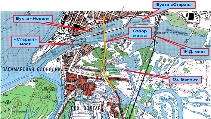 Карта-схема Фрунзенского моста через реку Самара в городе. Самаре. Из проекта 2011 года